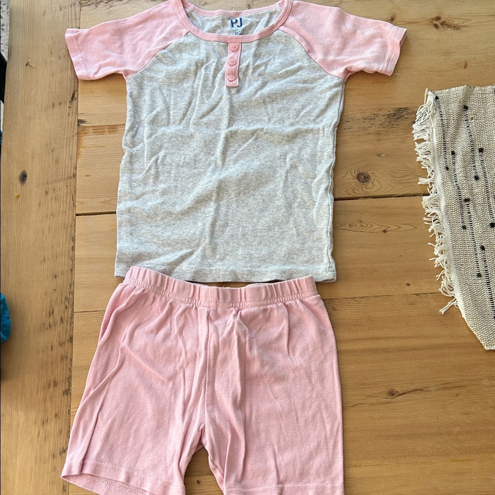 PJ Place Pink & Gray Girls' Short Sleeve Pajama Set 6x/7